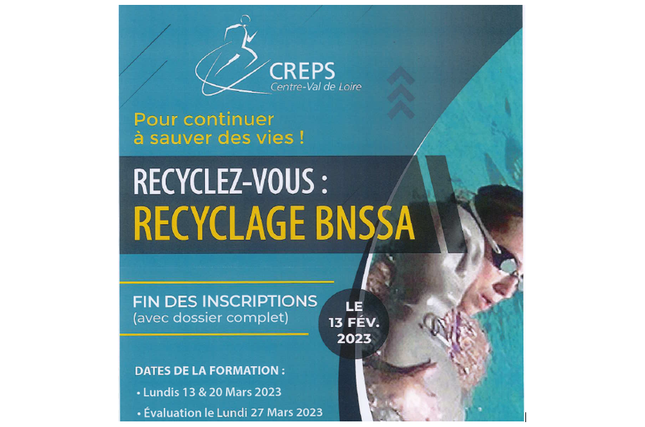 CREPS – Centre Val de Loire : Recyclage BNSSA